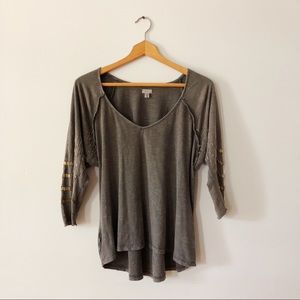 UO Dark Grey Top With Gold Beading